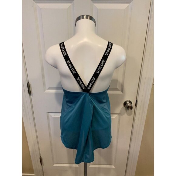 Nike Blue Criss-Cross Mesh Panel Workout Tank Top, Size Large - Picture 5 of 6